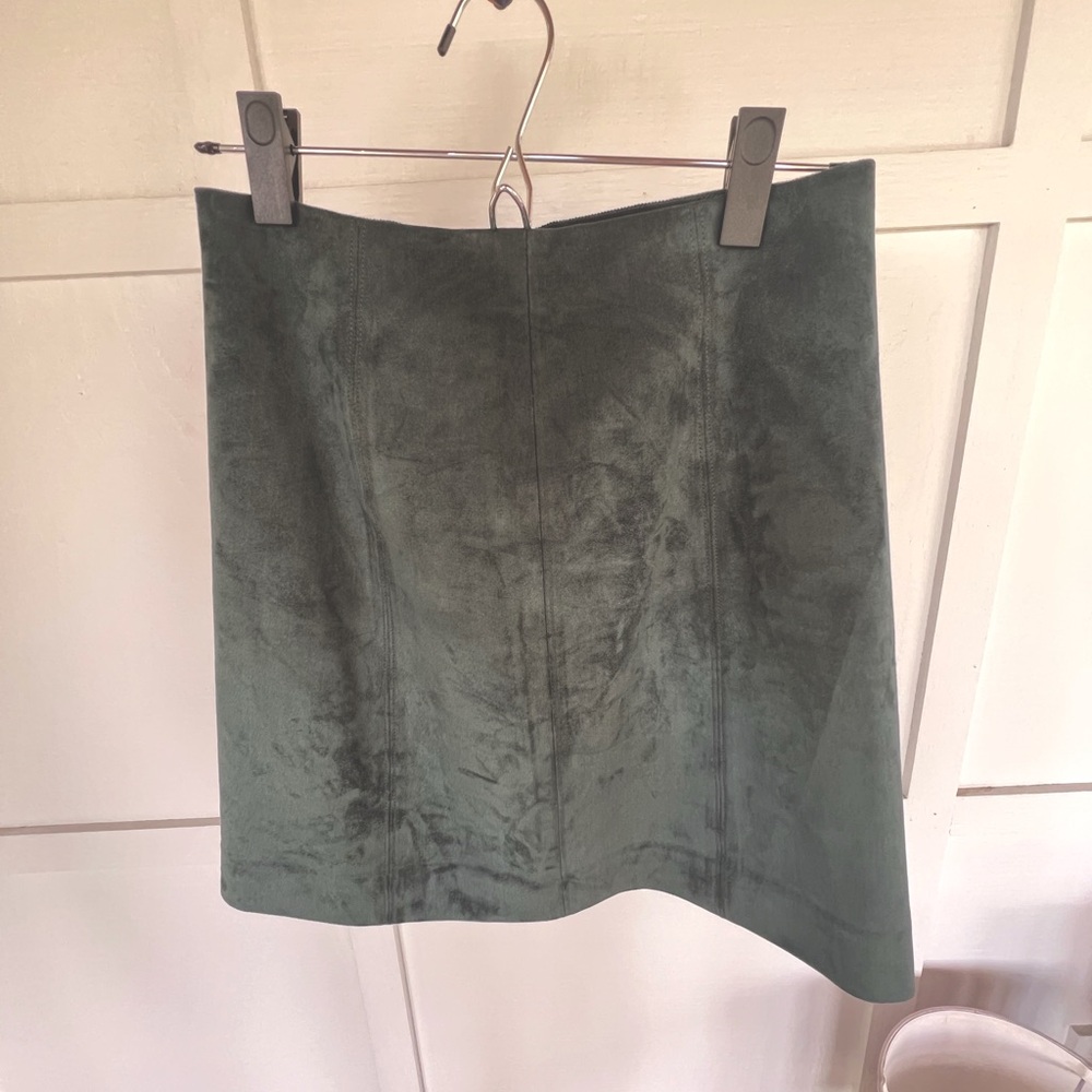 Aritzia dark green suede skirt